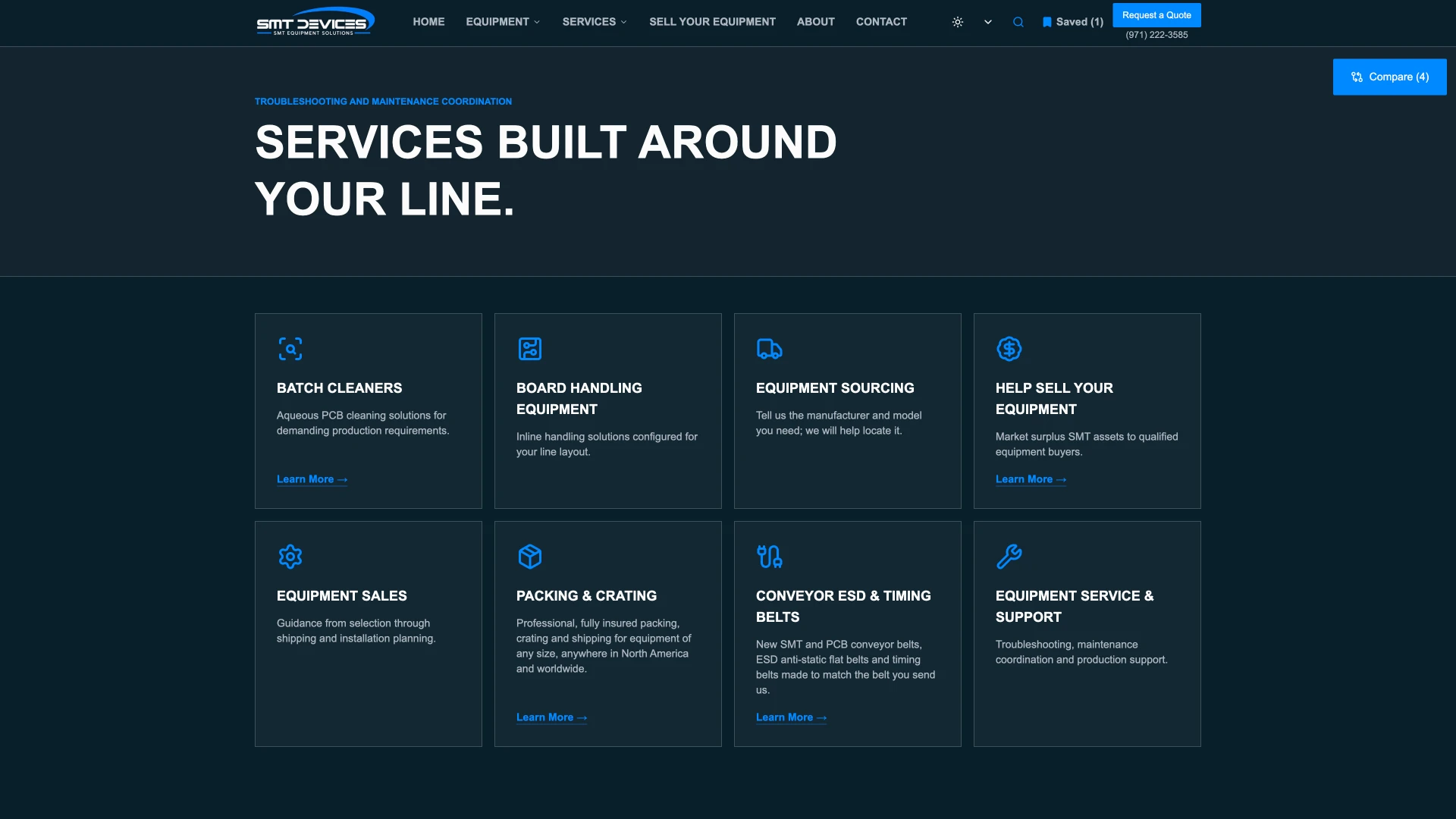 SMT Devices services page after the Revitalized redesign