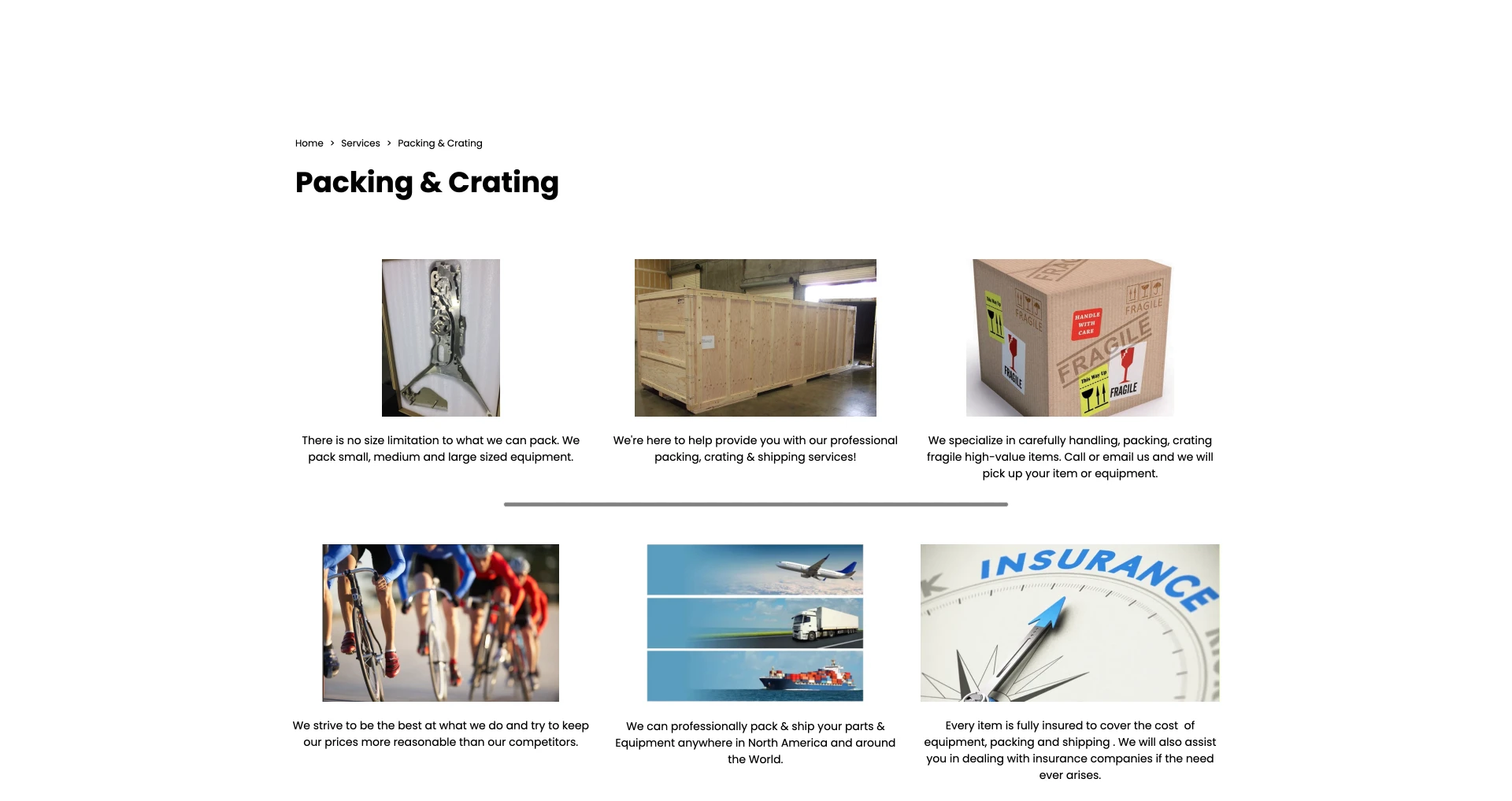 SMT Devices packing and crating page before the redesign