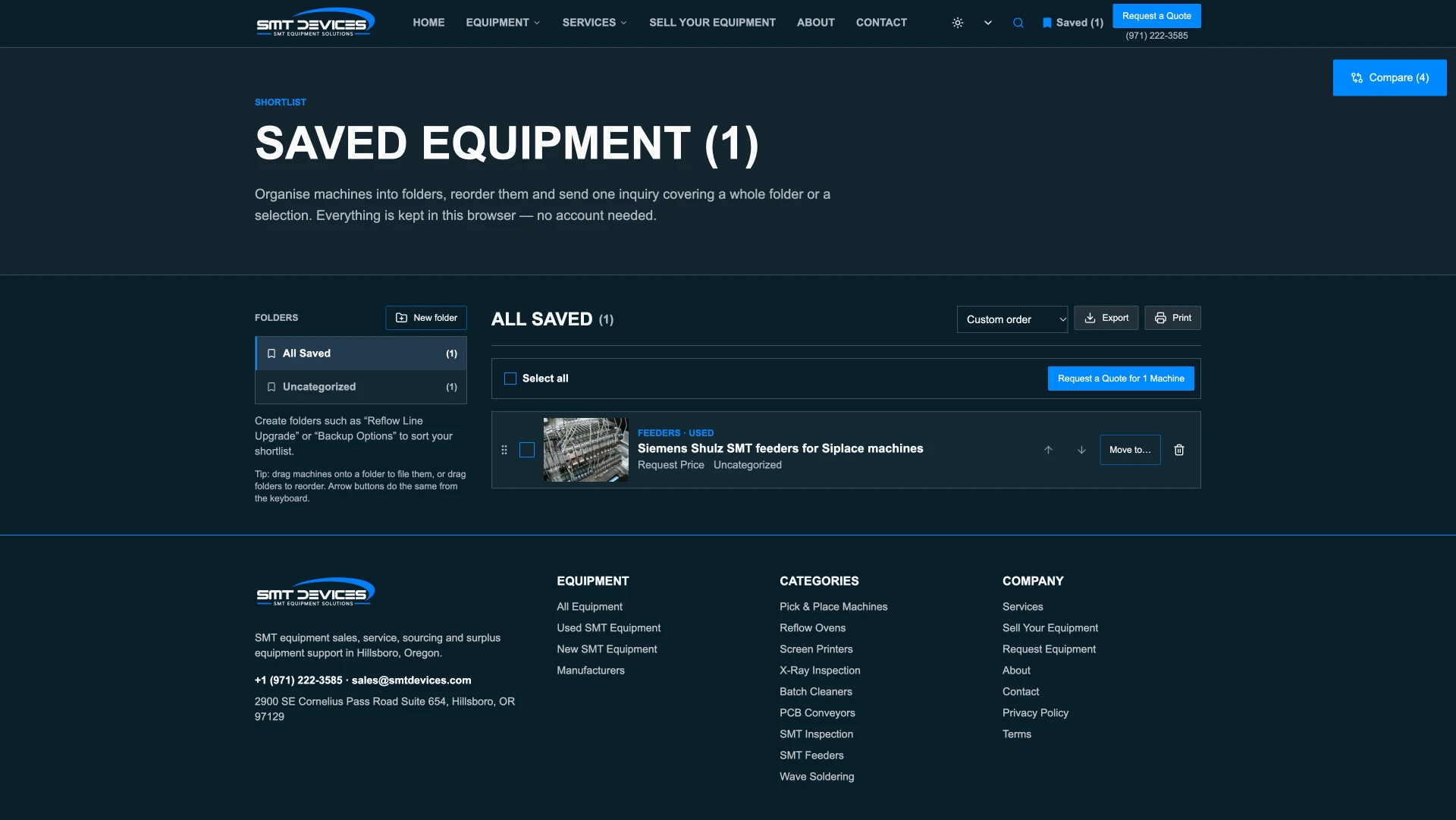 SMT Devices saved equipment page after the Revitalized redesign